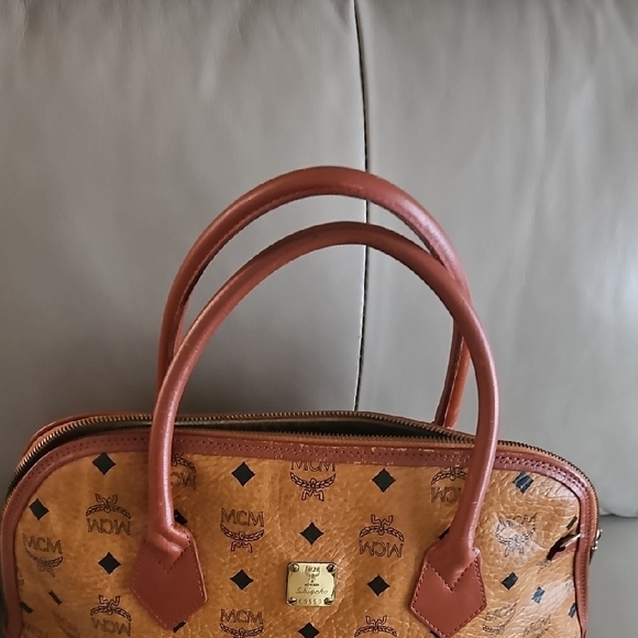 MCM Cognac Visetos Satchel Great Condition 16x10 - Picture 5 of 9
